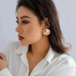 Punk Smooth Large Round Semicircle Exaggerated Metal Stud Earrings for Women Classic Gold Color Geometric Earring Ear Jewelry