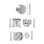 1/3Pairs 6MM Crystal Magnetic No-Pierce Stainless Steel Stud Earrings for Men Punk Zircon Magnet Earrings Non Piercing Jewelry - Image 6