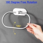 Stainless Steel Towel Holder Self-adhesive Bathroom Towels Rack Black Washhand Hanger Ring Rail Bar Kitchen Storage Accessories - Image 4