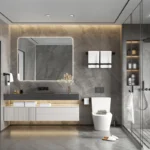 Black Bathroom Hardware Set Self-sticking, Robe Hook Towel Rail Bar Towel Bar Paper Holder Accessories Set without Nails - Image 3