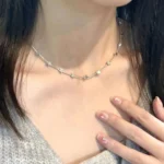 Punk Retro Button Star Pendant Necklace Trendy Delicate Silver Color Unisex Choker Personalised Luxury Jewelry for Women - Image 3